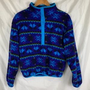 Vintage L.L. Bean Snowflake Printed Fleece in Blue/Multi